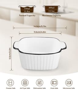Set van 4 Keramische Bakschalen - 400 ml, Geschikt voor Oven en Magnetron — thumbnail 3