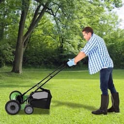 Handgrasmaaier – Handmaaier – Kooimesmaaier – Duwgrasmaaier – Gazonmaaier – 50,8 cm Maaibreedte – 9 Instelbare Maaihoogtes – 65-Mangaan Stalen Messen – Met Opvangzak – Groen — thumbnail 2