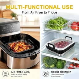 Airfryer roestvrij staal voor COSORI heteluchtfriteuse voor Ninja heteluchtfriteuse AF400EU AF500EU SL400EU AF451EU, roestvrijstalen airfryer accessoires, afneembare siliconen ring (zwart — thumbnail 3