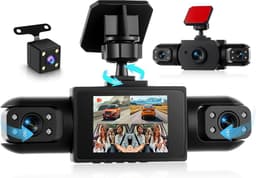 4-kanaals dashcam, auto, 360 graden, met 4 camera's FHD 1080p voor en achter links, rechts, 2 inch 1080p dashcamera, autocamera met IR-nachtzicht, loopvideo, 24-uurs parkeermonitor — thumbnail 1