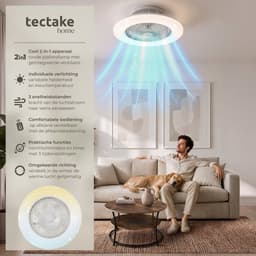 tectake® Plafondlamp met Ventilator - Dimbaar - Ø 50 x 17,5 cm - Stille Plafondventilator - Ventilatorlamp - LED 40W - 3 Lichtkleuren 3000-6500 K - 20W Ventilator - Zomer en Winterstand - Achteruitloop - Inclusief Timer en Afstandsbediening - Wit — thumbnail 3