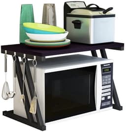 Mikrowave Houten Rek met Haken - Kookgerei en Opslagrek voor Keuken (57 x 38 x 38 cm) — thumbnail 1