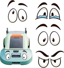 Oogstickers robotmaaier - 4 stuks - waterdicht - cartoonogen - geef je grasmaaier een persoonlijkheid - ShopVlot — thumbnail 1