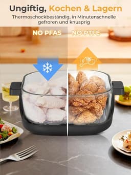 Draagbare Airfryer met 4 Functies en 2 Glazen Bakplaten — thumbnail 3