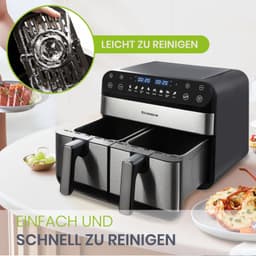Heteluchtfriteuse – Dubbele Manden – 10 Liter – ABS en PC – Zwart – 8 Programma's – Uitschuiflades — thumbnail 4