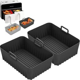 2-pack Airfryer-accessoires (21,5 x 14,5 x 7 cm), Airfryer-mal voor Ninja Foodi AF400EU AF300EU 9,5L, Siliconen Airfryer-panmal voor Instant Pot Ultenic MasterPRO Dual Airfryer — thumbnail 1