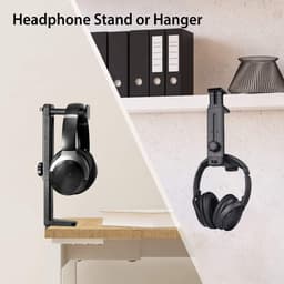 Hoofdtelefoonstandaard 2 in 1 - Verstelbare en Draaibare Hoofdhanger voor Onder Bureau — thumbnail 2