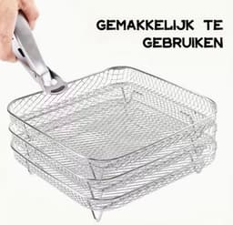 3-laags Roestvrijstalen Airfryer Accessoireset - Stapelbaar, Vaatwasserbestendig voor Ovens & Frituurpotten, Perfect voor Gezond Vakantie Bakken — thumbnail 9