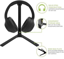 Universele Desktop Headphone en Headset Stand met Siliconen Padding en Adapter Houder - Zwart — thumbnail 2
