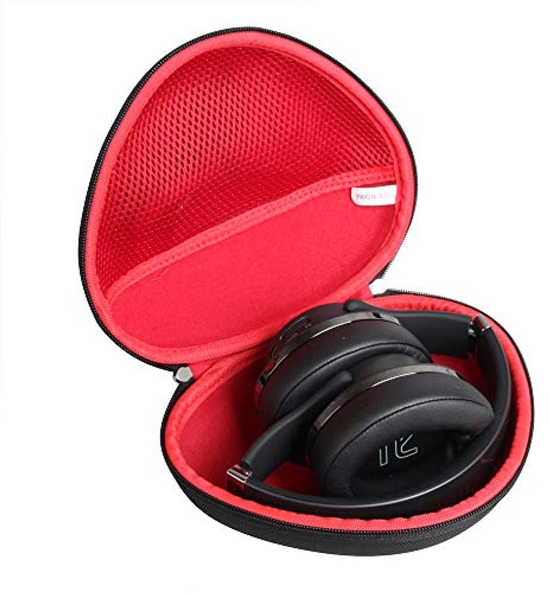 Hard Travel Case voor Bluetooth Hoofdtelefoon Over Ear - Zwart met Binnenrood — afbeelding 1