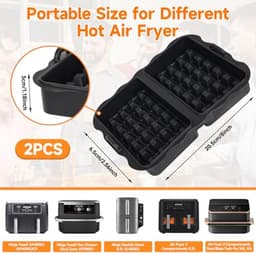 Siliconen Luchtfriteuse Voeringen - 2 Stuks Herbruikbare Wafel Inserts voor Heteluchtfriteuse — thumbnail 2
