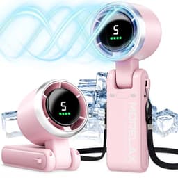 Draagbare Turbo-Handventilator met 5 Snelheden en LED-display - 4000 mAh, USB Oplaadbare Koelventilator voor Outdoor Activiteiten, Reizen en Werk, Roze — thumbnail 1