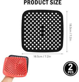 Pack of 2 Silicone Air Fryer Mats for Air Fryer, Reusable, Non-Stick Coating for Air Fryer, 7.5 Inches, Air Fryer, Steam Cookers and Cake Moulds — thumbnail 2