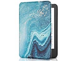 Lichtgewicht Beschermhoes voor 6" Kindle 11e Generatie - Blauwe Marmer - Auto Slaap/Waakfunctie