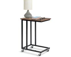 IvoQ Bijzettafel – Bijzettafel op Wieltjes – Industrieel – Rustiek Bruin – 50×35×67 cm – Bedtafeltje – Bijzettafel – Nachtkastje – Laptop Tafel – Laptoptafel op Wielen – Koffietafel – Bijzettafel Bank