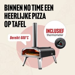 LIVIN' Pizzaoven Pellet - Pizzaovens voor buiten - 12" Pizzaoven - Pizza oven buiten - Pellet Pizza oven - Pizzaoven voor buiten - Pizza Oven Houtgestookte - Pizza Oven Tuin - Inclusief Thermometer - Draagbaar - 55*36*27 CM - RVS - Zwart — thumbnail 5