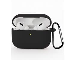 Hoesje - Geschikt voor Apple Airpods Pro 3 - Siliconen Hoes met Clip - Silicone Case Cover - Zwart