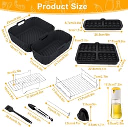 Allecto plus - Airfryer Accessoireset met Silicone Vorm en Grillrooster - 11-delige Set voor heteluchtfriteuse - Wafelvorm en Keukentang - Bakaccessoires - Compatibel met 6 l/3 l Modellen - Koken - Keukenaccessoires - Accessoires voor Friteuse — thumbnail 7