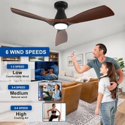 42 Inch Plafondventilator met Licht - Dimbare Flush Mount Ventilator voor Lage Plafonds — thumbnail 2