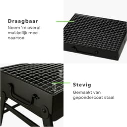 Cheqo® Opvouwbare Barbecue - Draagbare Houtskool Grill - Tafel Barbecue - Camping Barbecue - Gepoedercoat Staal - Compact En Lichtgewicht - Voor Strand En Park - Barbecue Voor Balkon - Kleine Draagbare Bbq — thumbnail 4