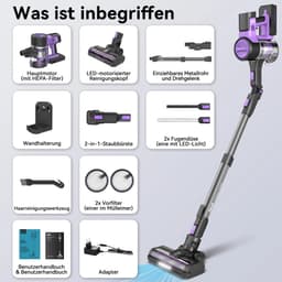 INSE S10 Draadloze Stofzuiger - 6-In-1 Steelstofzuiger - 30kpa 350W Zuigkracht - Max 50 Min draaitijd - Oplaadbare accu - paars — thumbnail 2