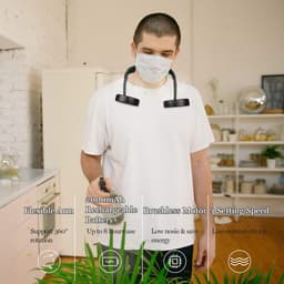 Draagbare bladloze nekventilator met oplaadbare batterij en 3 snelheden – Handheld USB mini ventilator voor reizen, hardlopen, en wandelen — thumbnail 2