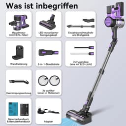 Draadloze stofzuiger S10 - 6-in-1 steelstofzuiger - 45Kpa krachtige zuigkracht - 50 min gebruikstijd - 1,2L stofreservoir - 6-laags filtratie - LED gemotoriseerde borstel - Lichtgewicht ontwerp — thumbnail 5