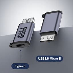 Adapter USB C naar Micro B (2 stuks); USB 3.0 kabel 10 Gbps voor USB C harde schijf; compatibel met Toshiba; HDD; Seagate; WD; Galaxy S5 Note 3; HDD enz. — thumbnail 14