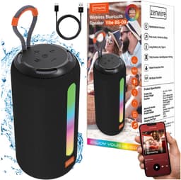 Zenwire Vibe BS-09 - Mini draagbare luidspreker - Bluetooth 5.3 - 26 W - FM-radio - Microfoon - Spatwaterbestendig IPX4 – TWS - USB-C - Micro SD-kaartlezer - RGB - achtergrondverlichting - Ingebouwde batterij 2500 mAh — thumbnail 1