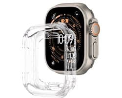 Hoes - Geschikt voor Apple Watch Ultra 3 (49 mm) - Sterk & Shockproof - Smartwatch Full Bumper Hoesje - Siliconen Case Cover - Transparant