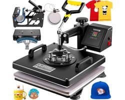 VEVOR Hittepers Transferpers 15x15 5IN1 Combo T-shirt Warmte Persmachine Digitale 38x38cm Doe-het-zelf printer