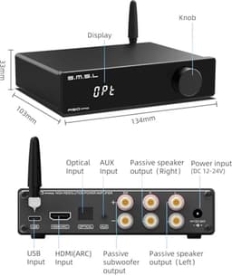HiFi-versterker met hoog/laagdoorlaatfilter en Bluetooth 5.0 - 2.1-kanaal systeem — thumbnail 2