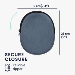 kwmobile headset case geschikt voor Anker Soundcore Q20i hoes - 22,5 x 17 cm - Koptelefoon cover met rits - Neopreen en ribfluweel - In vintage blauw — thumbnail 6