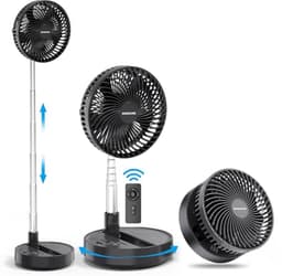 Opvouwbare Oscillerende Staande Ventilator - 10000 mAh Batterij, 8 Inch USB Ventilator voor Buiten, Camping en Reizen — thumbnail 2