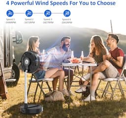 Opvouwbare Oscillerende Staande Ventilator - 10000 mAh Batterij, 8 Inch USB Ventilator voor Buiten, Camping en Reizen — thumbnail 3