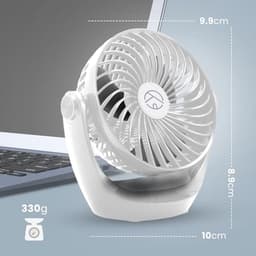 Krachtige USB Bureauventilator met 360° Draaibaarheid - Mini Ventilator met 3 Snelheden, Stil en Compact voor Thuis en Kantoor — thumbnail 4