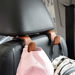 Universele Hoofdsteun Hanger voor Auto - Multifunctionele Haken voor Tas, Drinken en Meer (Bruin) — thumbnail 1
