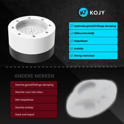 KOJY Wasmachine dempers - Verhoger - Stapelbaar - Zwart/Wit - voor wasmachine en wasdroger - 8 Stuks — thumbnail 2
