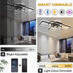 Moderne Dimbare Plafondventilator met LED Verlichting voor Woonkamer en Slaapkamer - 80W, 72CM, met Afstandsbediening — thumbnail 1