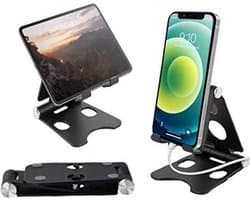 Bureau houder Tablet & Telefoon Vouwbaar Standaard - Tafel Telefoon Steun Universeel - Zwart