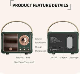 Retro bluetooth speaker - vintage decor - draagbare draadloze bluetooth speaker - Groente — thumbnail 3