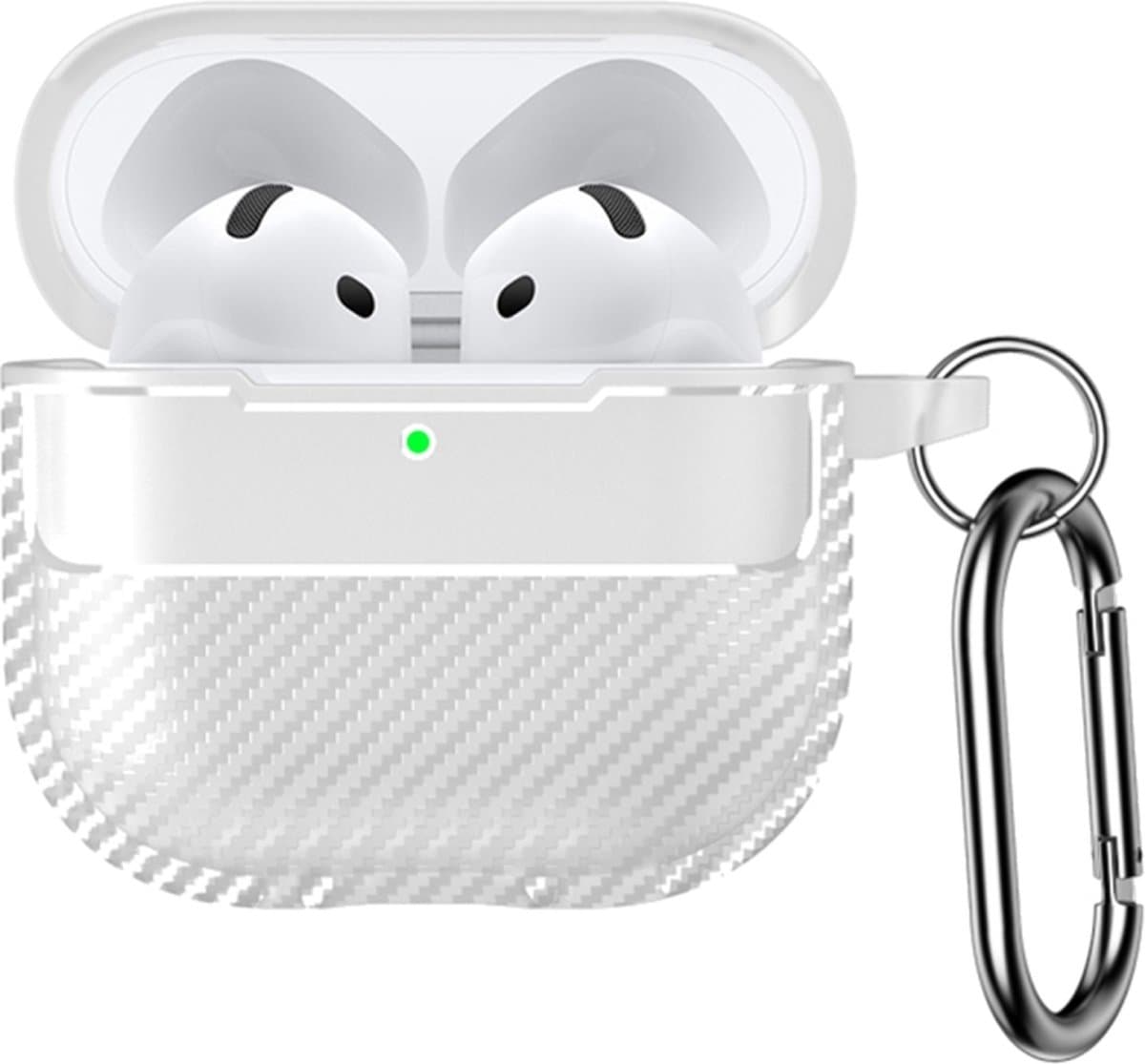 Telestore - Hoesje geschikte voor AirPods 4 - TPU carbon hoesje Beschermhoes - Shockproof AirPods 4 Cover - AirPods 4 Hoesje - Geschikt voor Apple Airpods 4 - transparant - carbon TPU cover — afbeelding 1