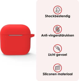 Hoes - Geschikt voor Apple AirPods 4 - Siliconen Hoesje met Clip - Silicone Case Cover - Rood — thumbnail 3