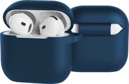 Case - Geschikt voor Apple AirPods 4 - Siliconen Hoes met Clip - Silicone Hoesje Cover - Navy — thumbnail 1