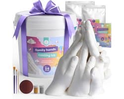 chuckle - Familie Gipshandenset - 3D Gipsafdruk Set - Handafdrukset - Hand Casting Kit voor Gips Handen Maken - 3D Afdrukken Gieten - Uniek Cadeau en Souvenir voor Jubilea - Verjaardagen en Kerstmis