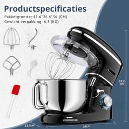 Deegmachine - Deegmixer - Kneedmachine - Kneedmachine Keukenmachine - Deegkneder - Deeghaak - Kneedhaak - Keukenmixer - Keukenmachine - Keukenmixer Met Mengkom - Keukenmixer Machine - Mixer Met Mengkom - Keukenrobot - Keukenmachines - 6 Snelheden — thumbnail 2