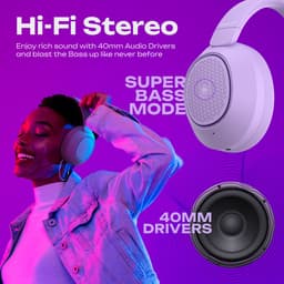 PowerLocus - Universe - Active Noise Cancelling Koptelefoon - Hybric ANC mode - 60+ uur batterijduur - Over-Ear - Microfoon - Koptelefoons - Deep Bass Modi - Purple — thumbnail 8