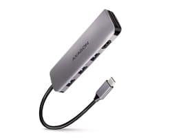 Axagon HMC-HCR3A 3x USB-A+ HDMI+ SD/microSD USB-C 3.2 Gen 1 hub 20cm Bedraad USB 3.2 Gen 1 (3.1 Gen 1) Type-C Grijs