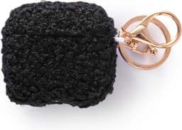 Casemania Hoesje Geschikt voor Apple AirPods 4 - Zwart - Schokbestendig Teddy Furr Cover met Ring & Sleutelhanger — thumbnail 3