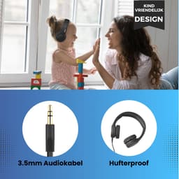 WiseQ Junior Kinderkoptelefoon met Draad – Koptelefoon Kinderen vanaf 3 Jaar – Koptelefoon Peuter – Hoofdtelefoon met Kabel – 85 dB Volumebegrenzer – Opvouwbaar – Met Stickers – Zwart — thumbnail 2